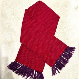 New In Bag Authentic Alpaca Red and Purple Knit Scarf Shawl Oversized Warm